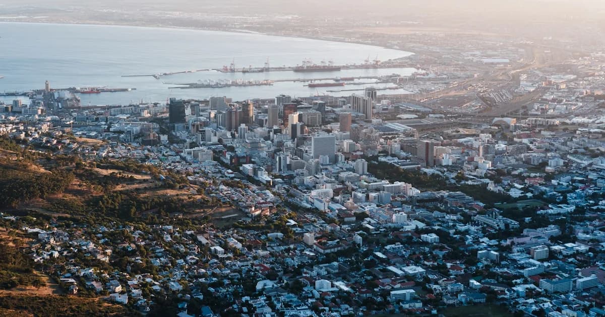aerial view of city near sea during day
