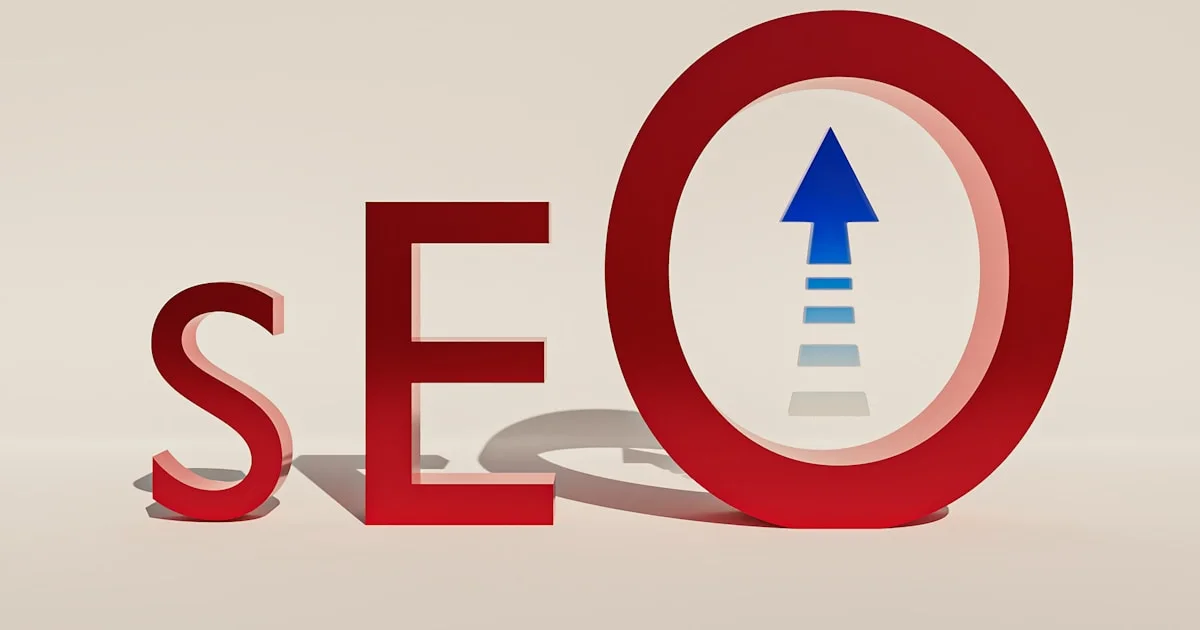 a red sign with a blue arrow pointing to the word search