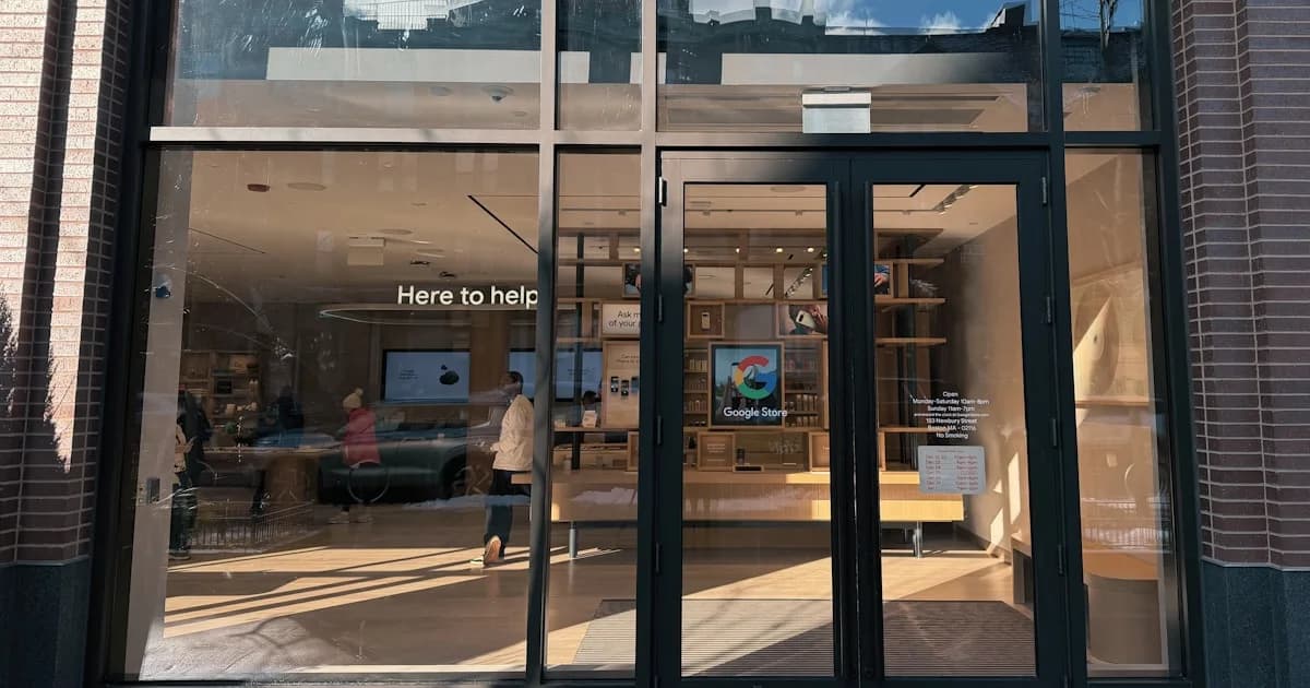 Google store storefront with glass doors and windows