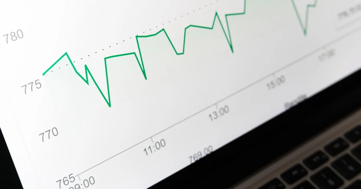 Close-up of an illustrative line chart on a screen