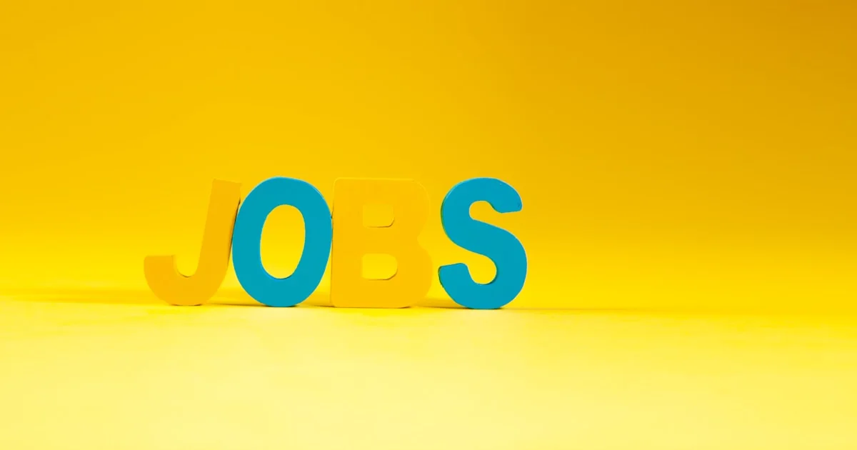 The word jobs in large letters on yellow