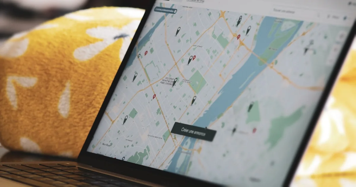 a tablet with a map on the screen