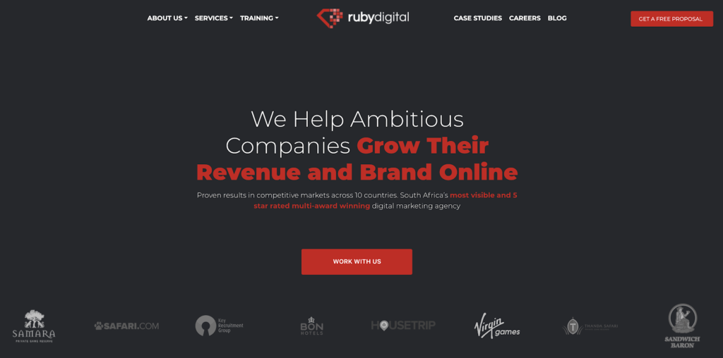 Ruby digital hero image section