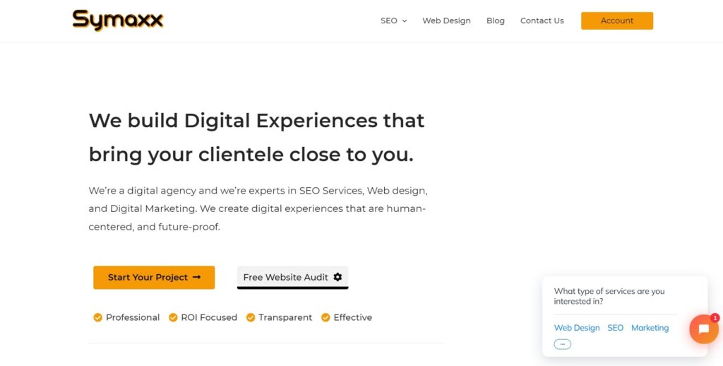 symaxx digital website homepage with text
